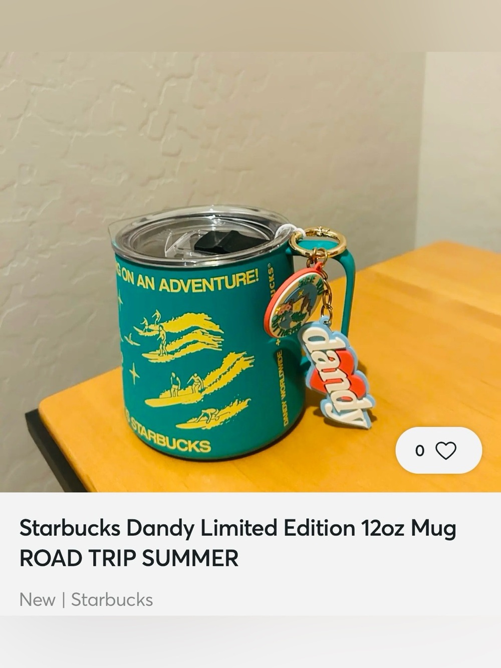 #3207**Starbucks Road Trip Summer Dandy 12oz Travel Mug - Teal & Yellow